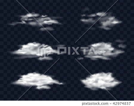 Set of illustrations of transparent white clouds Set of illustrations of transparent white clouds 42974837