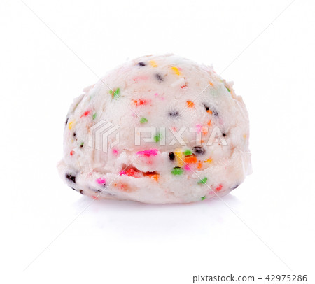 Ice cream scoops on white background 42975286