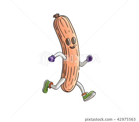 Sausage runner run on a marathon race Sausage runner run on a marathon race 42975563