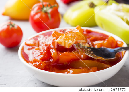 Canned Lecho from the peppers and tomatoes, Canned Lecho from the peppers and tomatoes, 42975772