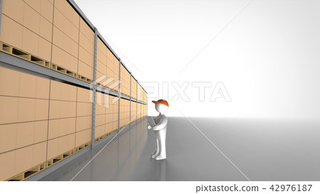 Surveyor working at logistics warehouse Right copy space 42976187