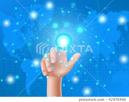 Human hand presses on display 42976490