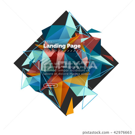 Triangular design abstract background, landing page. Low poly style colorful triangles on white 42976663