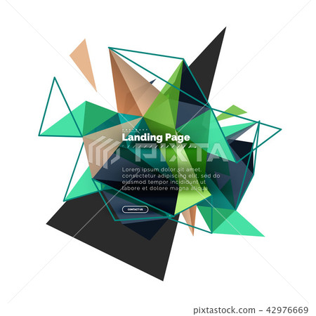 Triangular design abstract background, landing page. Low poly style colorful triangles on white 42976669