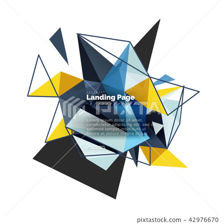 Triangular design abstract background, landing page. Low poly style colorful triangles on white Triangular design abstract background, landing page. Low poly style colorful triangles on white 42976670