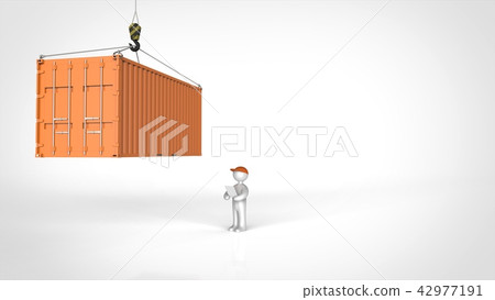 橙色容器和檢查員正確的拷貝空間 42977191