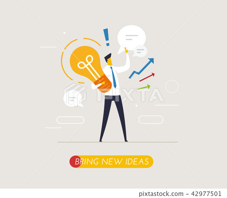 businessman holding a light bulb offers new ideas. . Success, growth rates 42977501