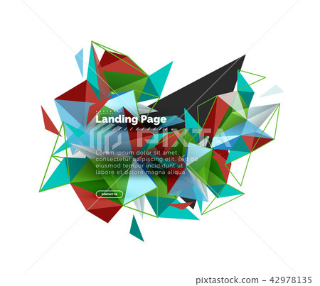 Triangular design abstract background, landing page. Low poly style colorful triangles on white 42978135