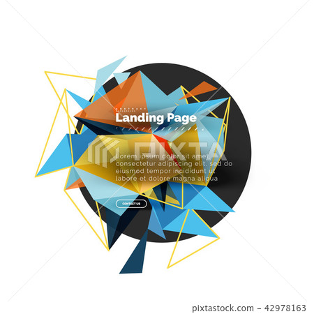 Triangular design abstract background, landing page. Low poly style colorful triangles on white Triangular design abstract background, landing page. Low poly style colorful triangles on white 42978163