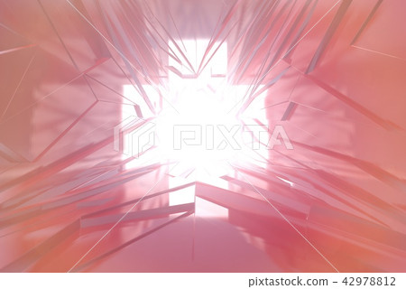 Abstract Architectural tunnel light Irregular triangle Futuristic background made of red metal or 42978812