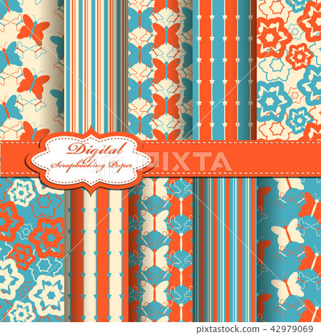 Set of vector abstract flower scrapbook pattern Set of vector abstract flower scrapbook pattern 42979069