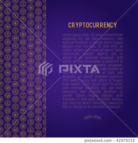 Cryptocurrency concept with thin line icons 42979318