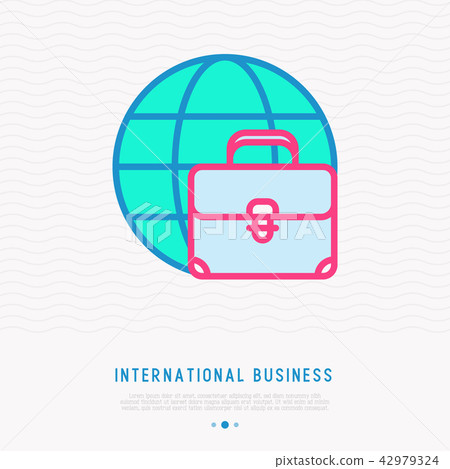 International business: briefcase on globe International business: briefcase on globe 42979324