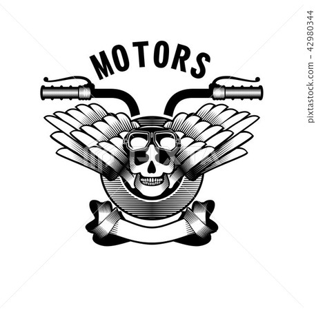 motorcycle ribbon emblem - Stock Illustration [42980344] - PIXTA