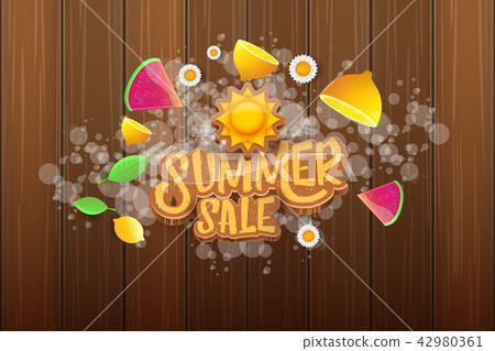 vector sammer sale horizontal banner with text, summer green grass, flying fresh lemons, flowers and vector sammer sale horizontal banner with text, summer green grass, flying fresh lemons, flowers and 42980361