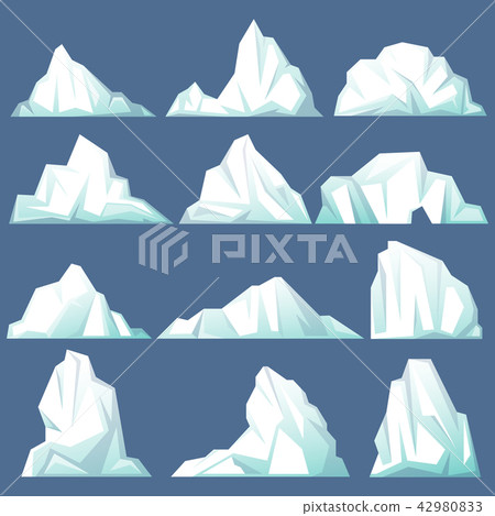 Set of isolated iceberg or drifting arctic glacier Set of isolated iceberg or drifting arctic glacier 42980833
