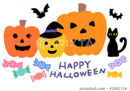 Halloween illustration pumpkin and black cat Halloween illustration pumpkin and black cat 42981324