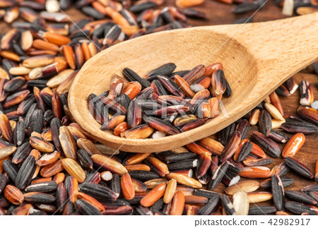 Wild rice in spoon Wild rice in spoon 42982917