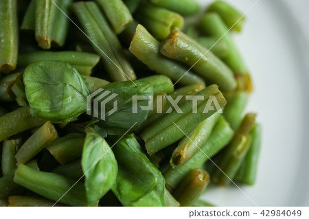 Asparagus on plate close up food photo 42984049