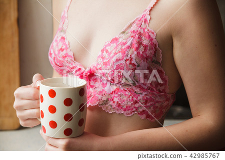 Small boobs girl Stock Photo