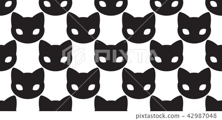 cat seamless pattern vector cat head isolated - Stock Illustration ...