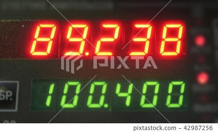 Electronic digital dial meter counter pipe. Manufacture of plastic water pipes factory. Process of 42987256