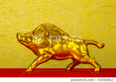 Gold background and wild boar 42988662