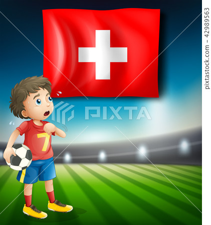 flag of switzerland and soccer player flag of switzerland and soccer player 42989563