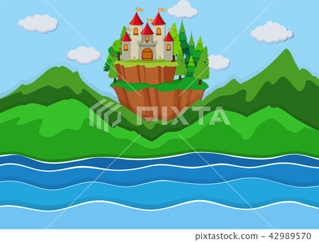 A beautiful castle on island - Stock Illustration [42989570] - PIXTA