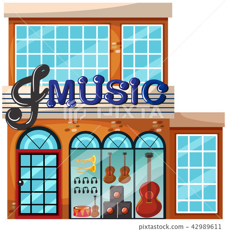 Exterior of large music shop 42989611