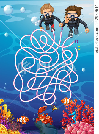 Underwater with scuba diver maze concept 42989614