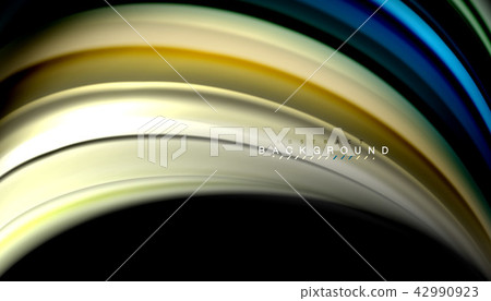 Fluid colors abstract background, twisted liquid design on black, colorful marble or plastic wave 42990923
