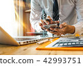 close up of businessman working with smart phone close up of businessman working with smart phone 42993751
