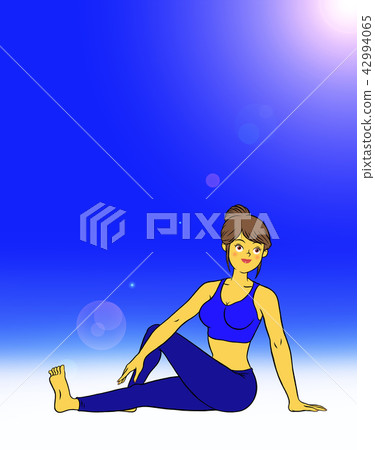 Women who do yoga fitness (blue sky) 42994065
