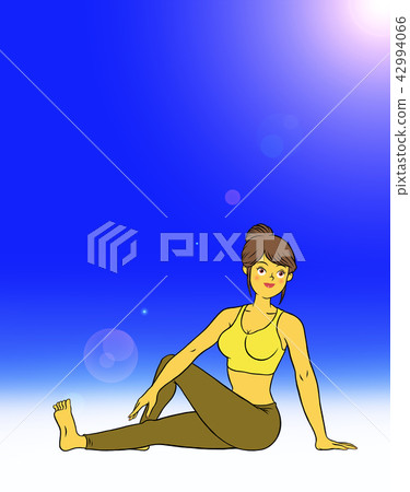 Women who do yoga fitness (blue sky) Women who do yoga fitness (blue sky) 42994066