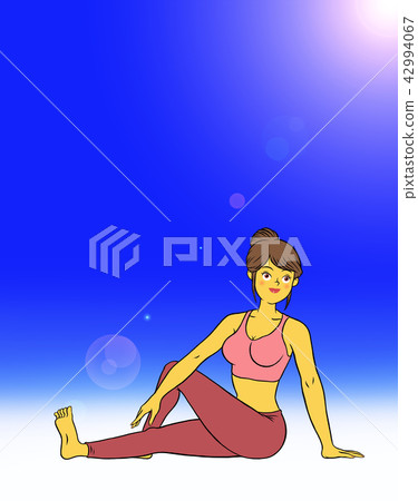 Women who do yoga fitness (blue sky) Women who do yoga fitness (blue sky) 42994067