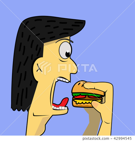 human with burger 42994545