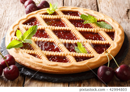 Homemade summer pastries cherry pie Crostata 42994803