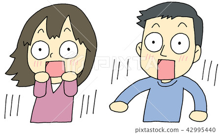 A surprised man and a woman 42995440