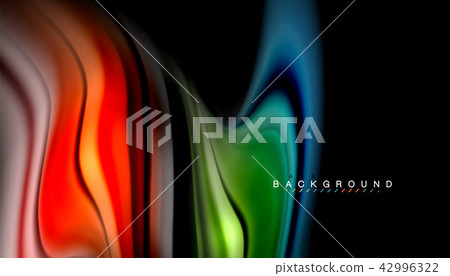 Fluid colors abstract background, twisted liquid design on black, colorful marble or plastic wave 42996322