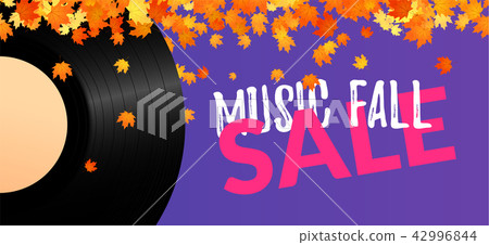 Vintage vinyl record fall sale background. 42996844