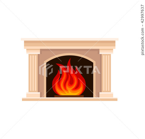 Burning fireplace vector Illustration i on a white background Burning fireplace vector Illustration i on a white background 42997637