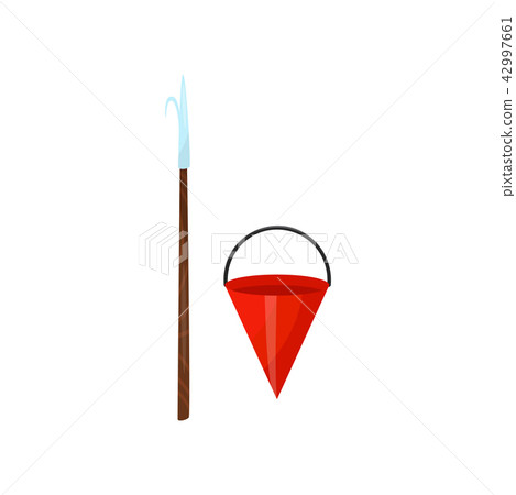 Scrap and red bucket, equipment of firefighter vector Illustration on a white background 42997661