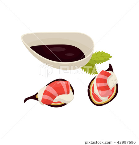 Canape with fig fruit, shrimp and sauce vector Illustration on a white background 42997690