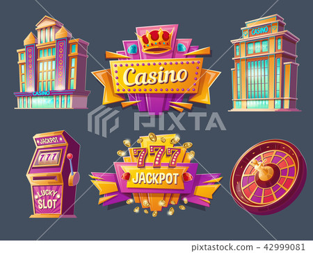 Icons of casino buildings and signboards Icons of casino buildings and signboards 42999081