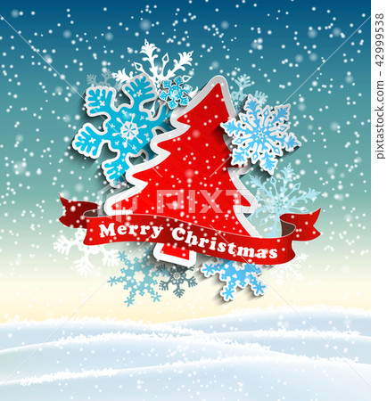 christmas theme, abstract tree and snowflakes - Stock Illustration ...