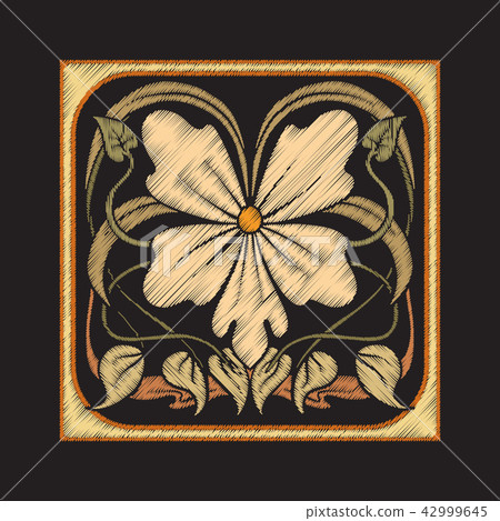 Embroidery with decorative elements in the style of ceramic tile Embroidery with decorative elements in the style of ceramic tile 42999645