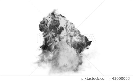 Big smoke explosion effect black background, white 43000003