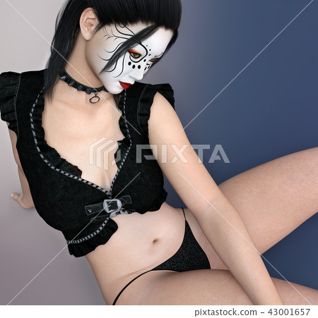 Asian woman with theatrical makeup 43001657