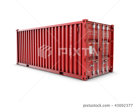 Service delivery, red cargo container. 3D rendering 43002377
